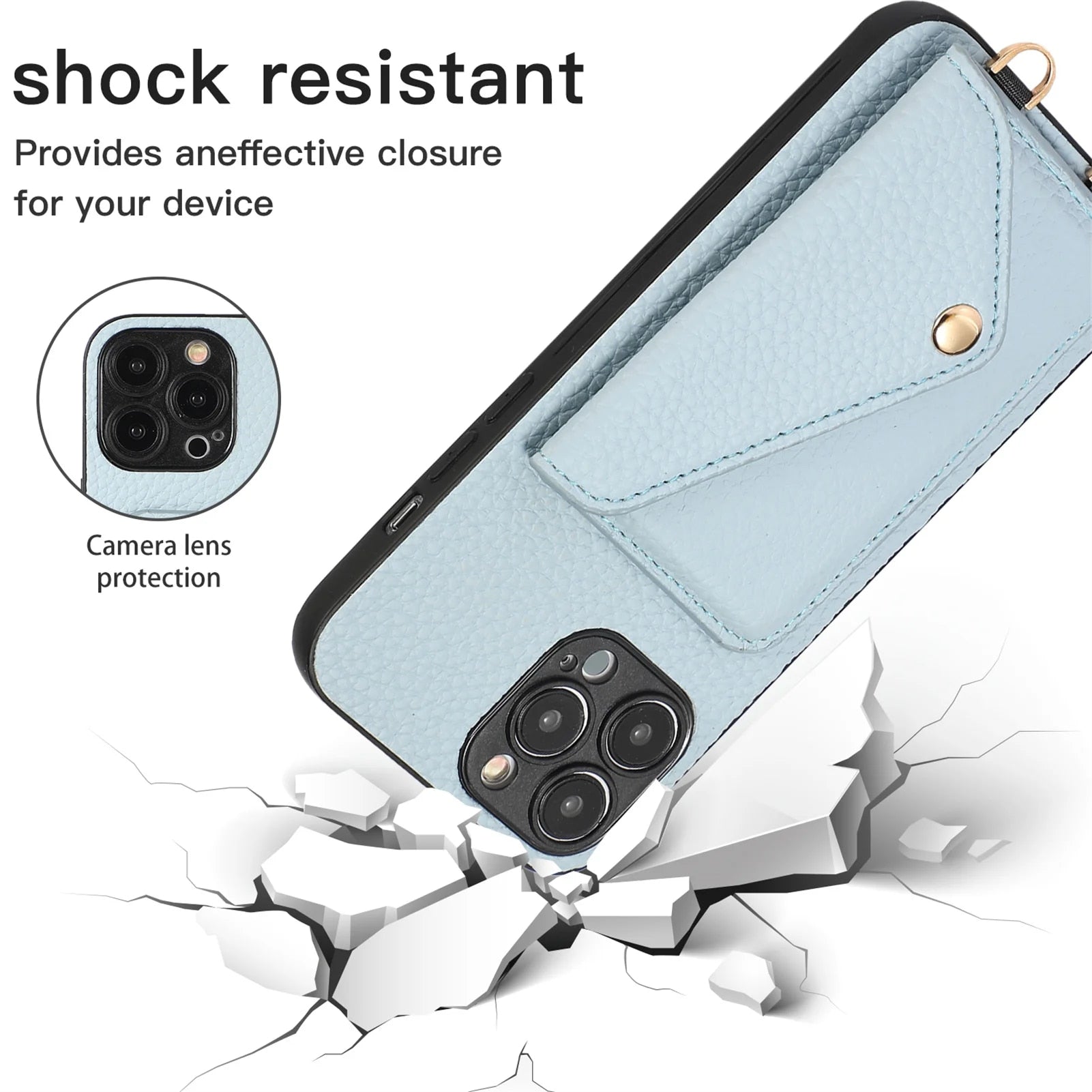 High-Quality Crossbody Wallet Leather iPhone Case with Card Holder and Wallet Function