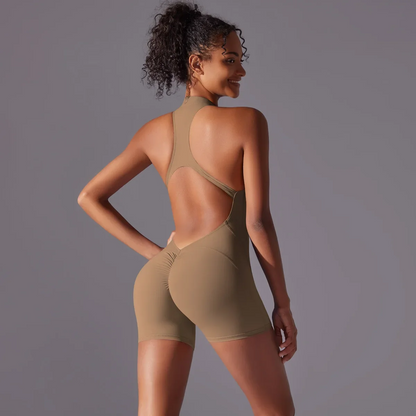 Sculpting One-Piece Fitness Wear with Hip-Lifting, Beauty Back Design, and a Barely-There Nude Feel Fit