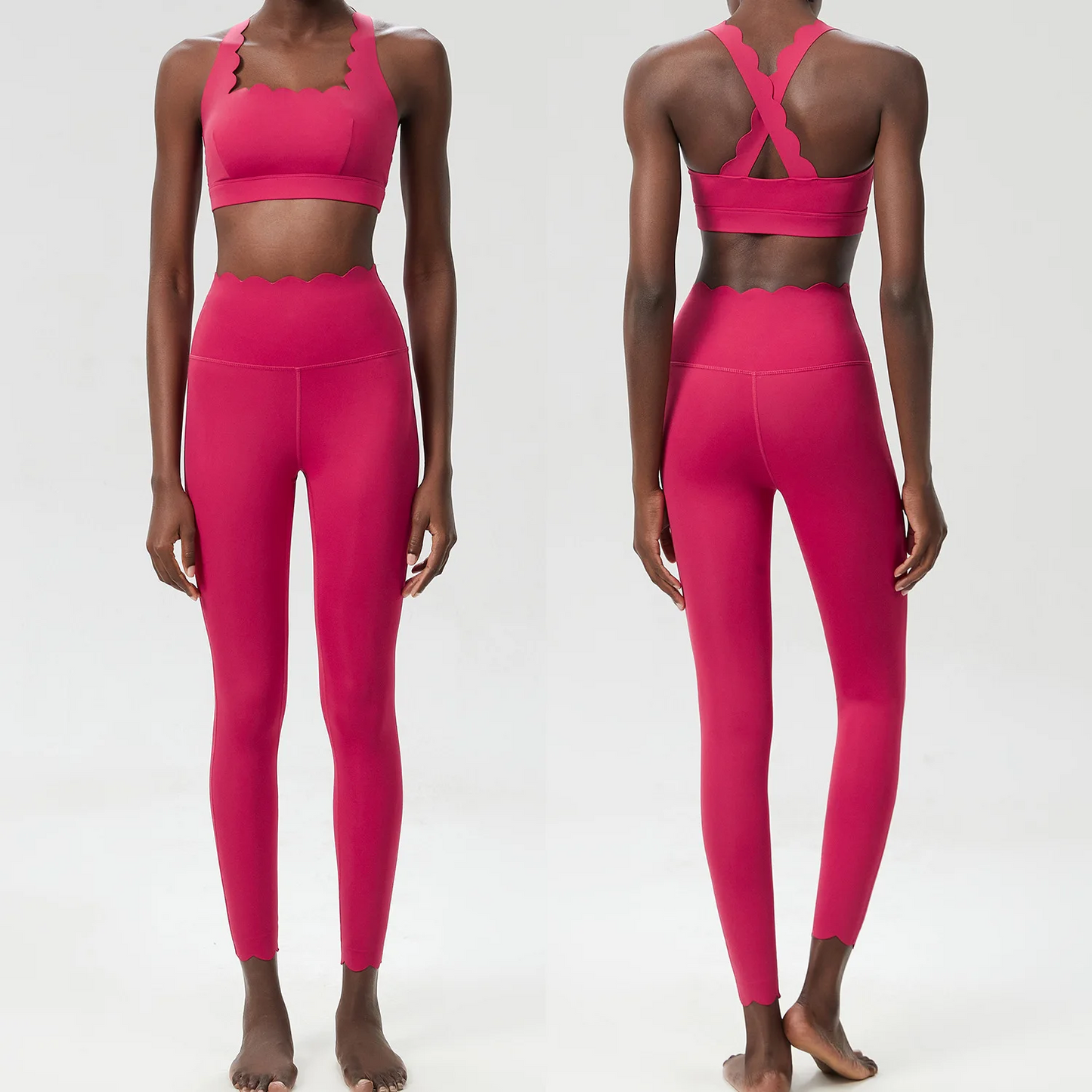 Solid Color Gym Yoga Set – Breathable Two-Piece Yoga Suit with Stretch Slim Fit Design for Ultimate Comfort and Flexibility