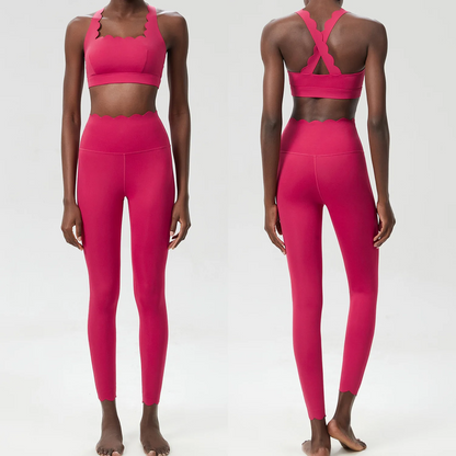 Solid Color Gym Yoga Set – Breathable Two-Piece Yoga Suit with Stretch Slim Fit Design for Ultimate Comfort and Flexibility