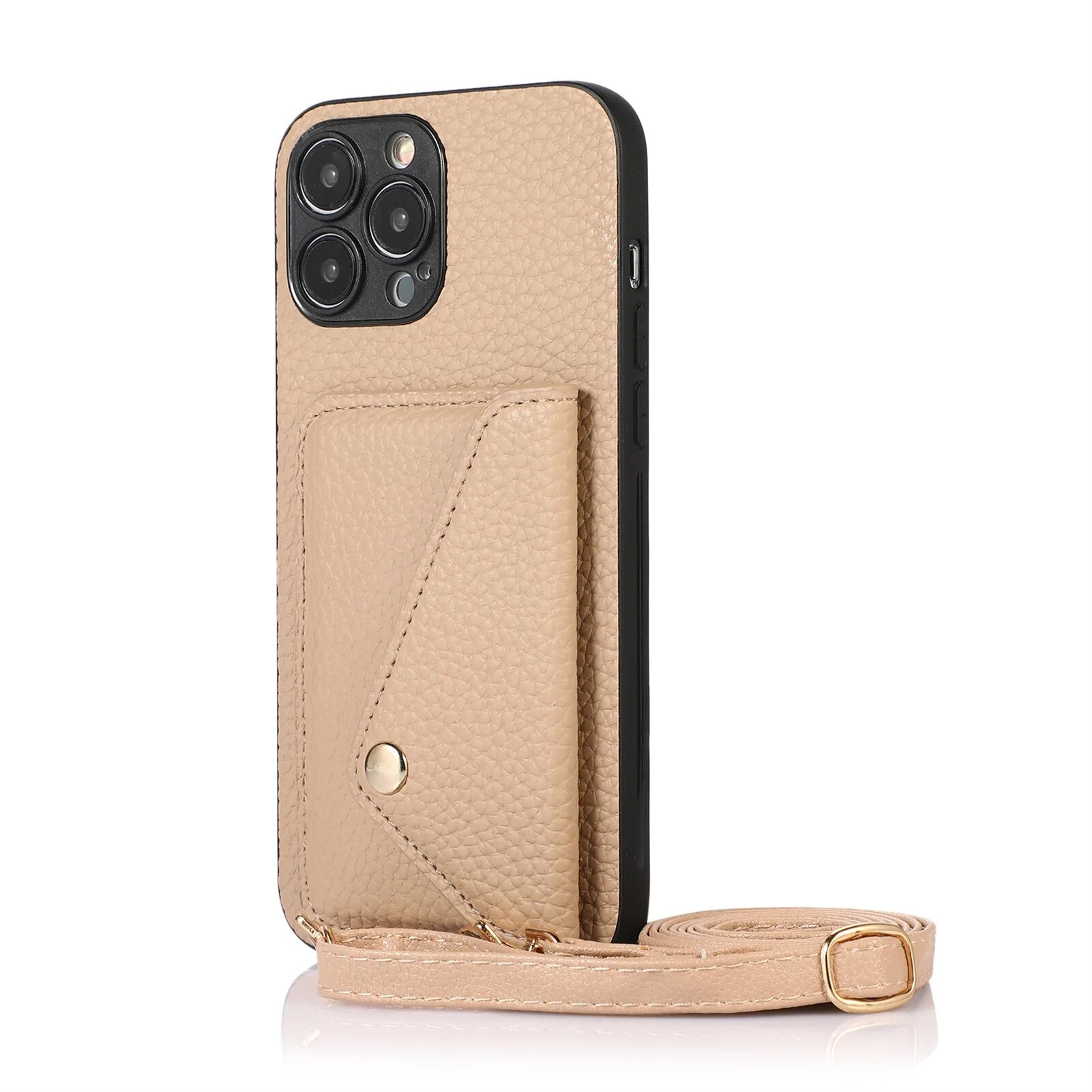 High-Quality Crossbody Wallet Leather iPhone Case with Card Holder and Wallet Function