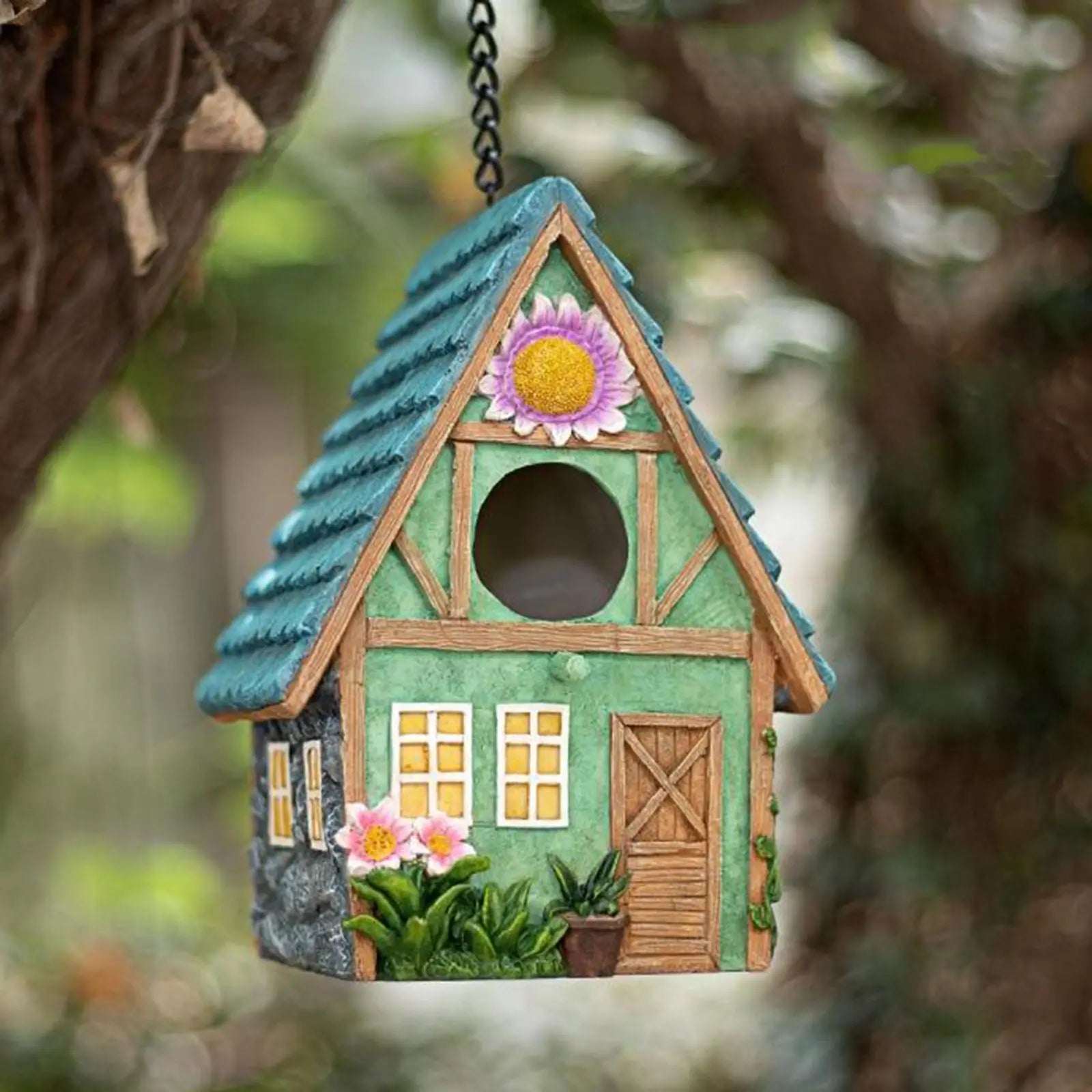 Give birds a warm and stylish home with this birdhouse house. Built for durability, it blends seamlessly with your hummingbird bird feeder, making your garden a bird paradise. This elegant birdhouse adds beauty while offering a safe retreat for nesting birds!

