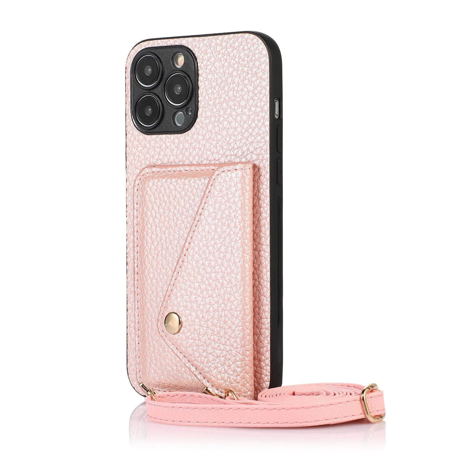 High-Quality Crossbody Wallet Leather iPhone Case with Card Holder and Wallet Function