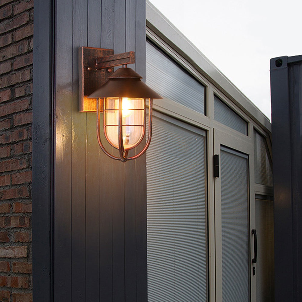 LumioLine® Vintage Outdoor Wall Light – Metal & Glass, Retro Black Design
