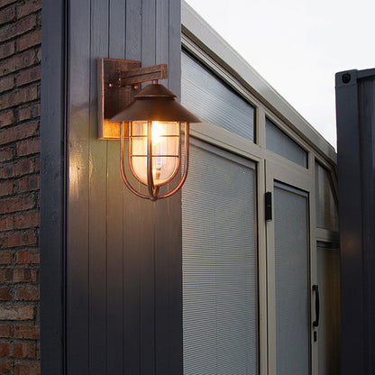 LumioLine® Vintage Outdoor Wall Light – Metal & Glass, Retro Black Design