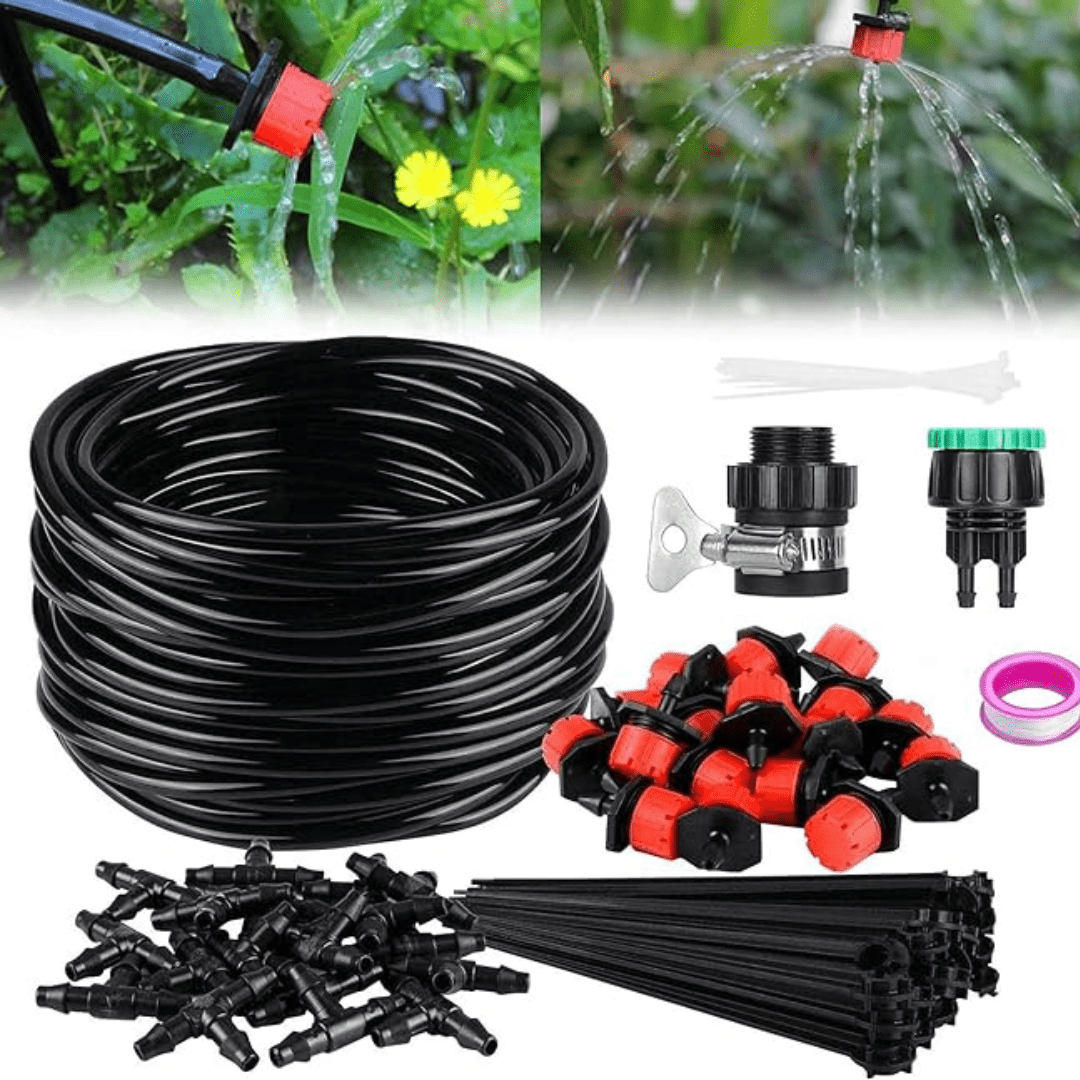 This drip irrigation kit offers an efficient garden watering system and includes an automatic irrigation system. The drip irrigation kit is easy to set up and ensures your garden watering system delivers optimal care. Enjoy the convenience of an automatic irrigation system today!