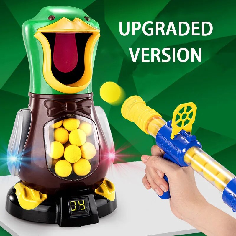 duck shooting game, family shooting game, air pressure toy, hand eye coordination game, children's shooting game, indoor family activity, fun things to do at home with family, indoor fun, family games indoor, indoor games to play with family, family games to play indoors, hand coordination games