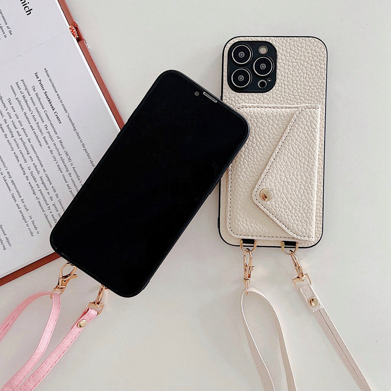 High-Quality Crossbody Wallet Leather iPhone Case with Card Holder and Wallet Function