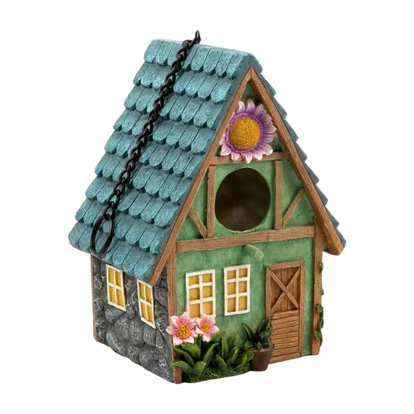 Hand-Painted Resin Birdhouse – Ideal for Birds and Outdoor Decoration