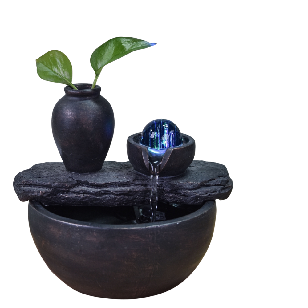 Silice Indoor Fountain – Zen Cascade with Glass Ball