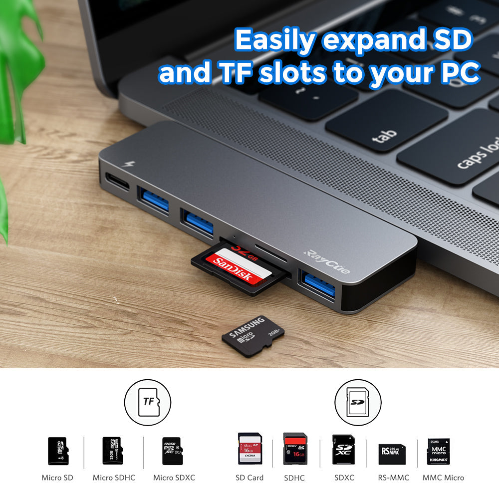 6-in-2 USB C Hub Adapter for MacBook Pro/Air