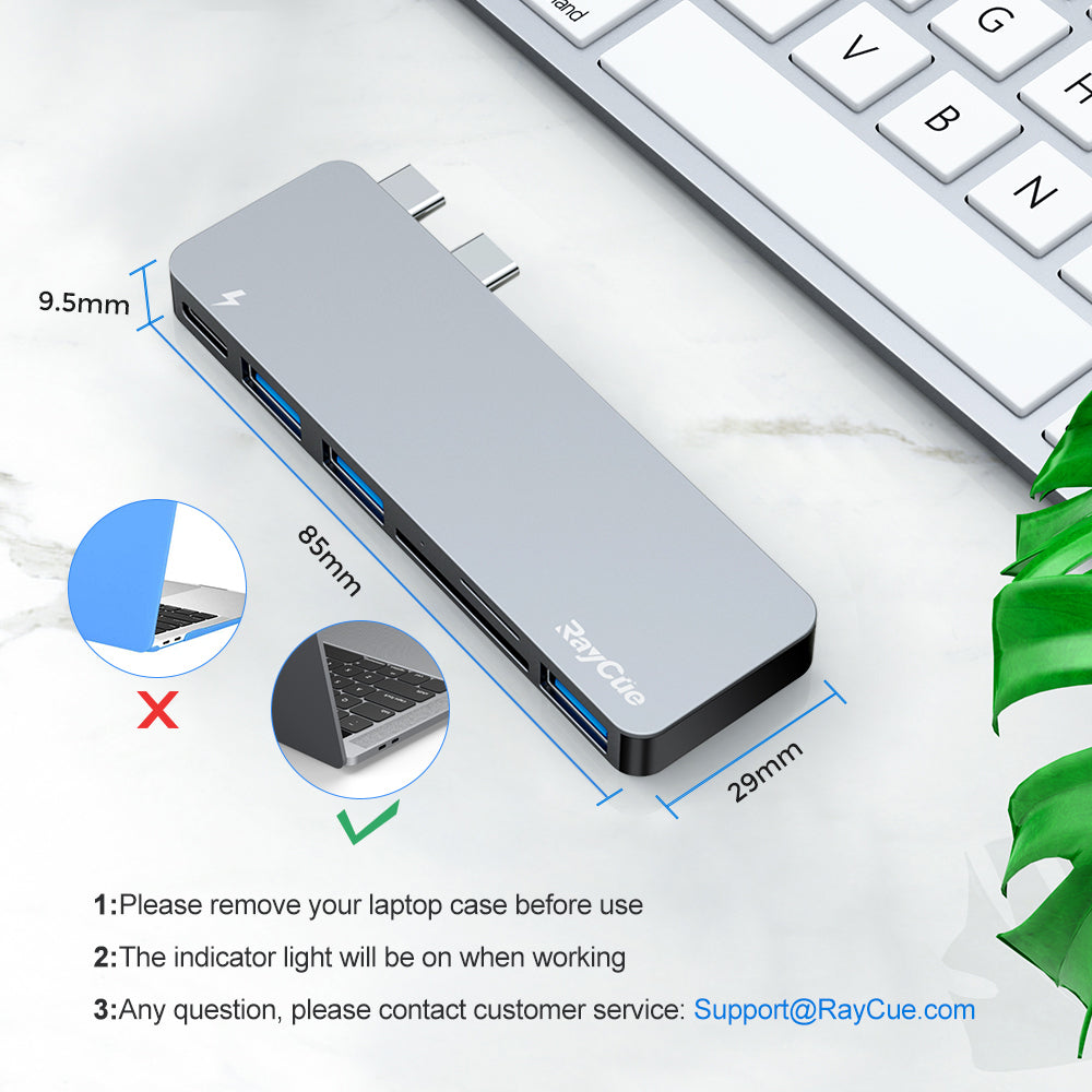 6-in-2 USB C Hub Adapter for MacBook Pro/Air