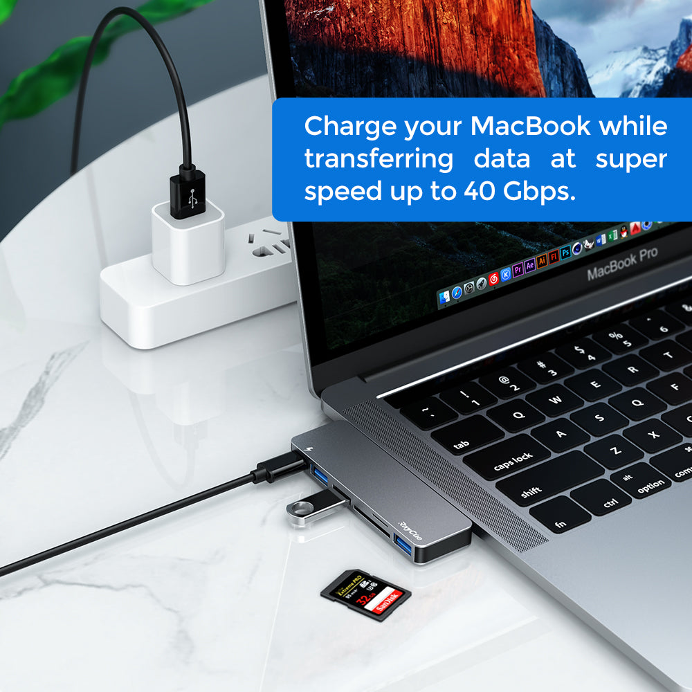 6-in-2 USB C Hub Adapter for MacBook Pro/Air