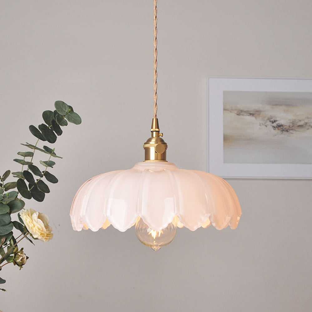 Vintage Glazed Flower Pendant Lamp