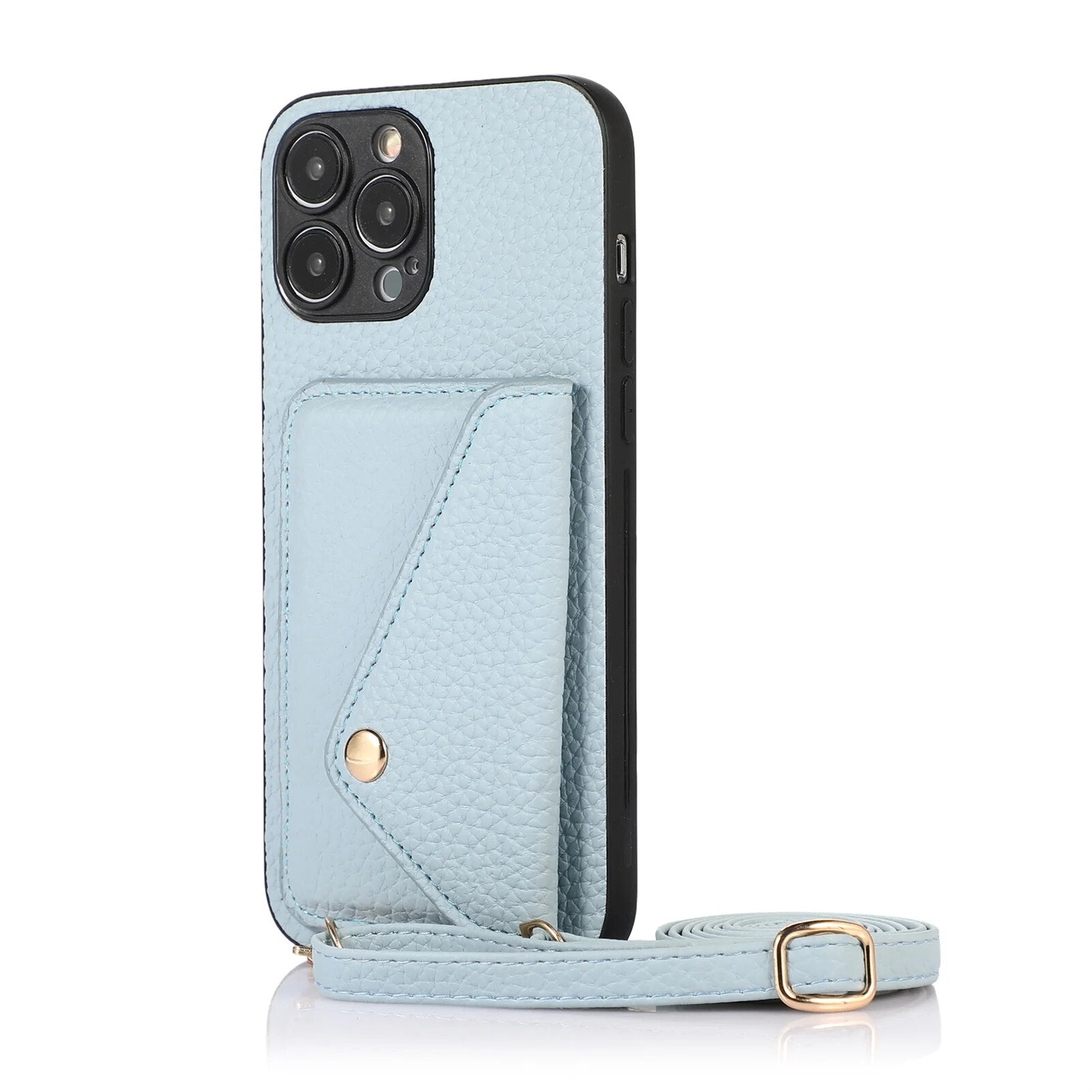High-Quality Crossbody Wallet Leather iPhone Case with Card Holder and Wallet Function
