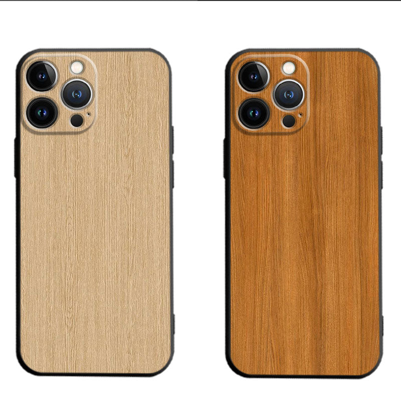 Luxury iPhone Case Made of Solid Wood Bamboo and Metallic with Smooth Brown Wood Grain