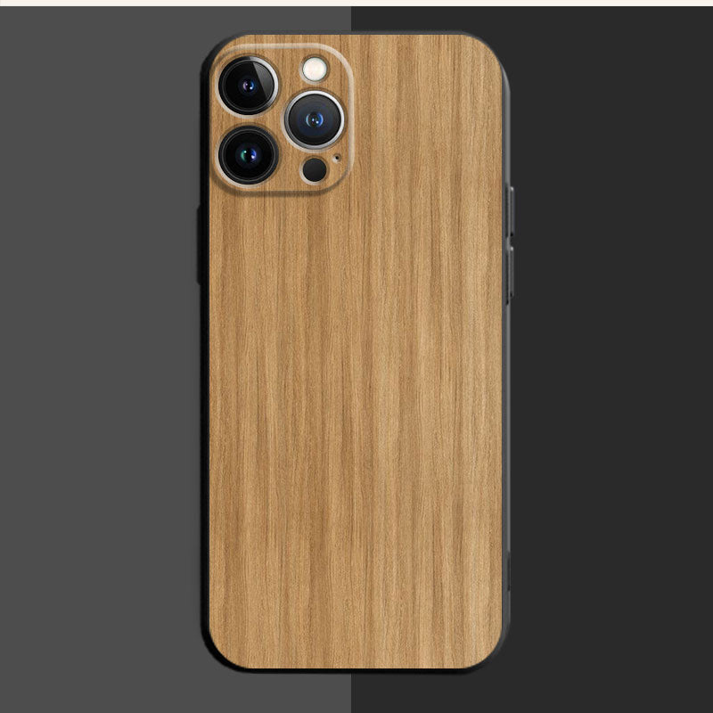 Luxury iPhone Case Made of Solid Wood Bamboo and Metallic with Smooth Brown Wood Grain