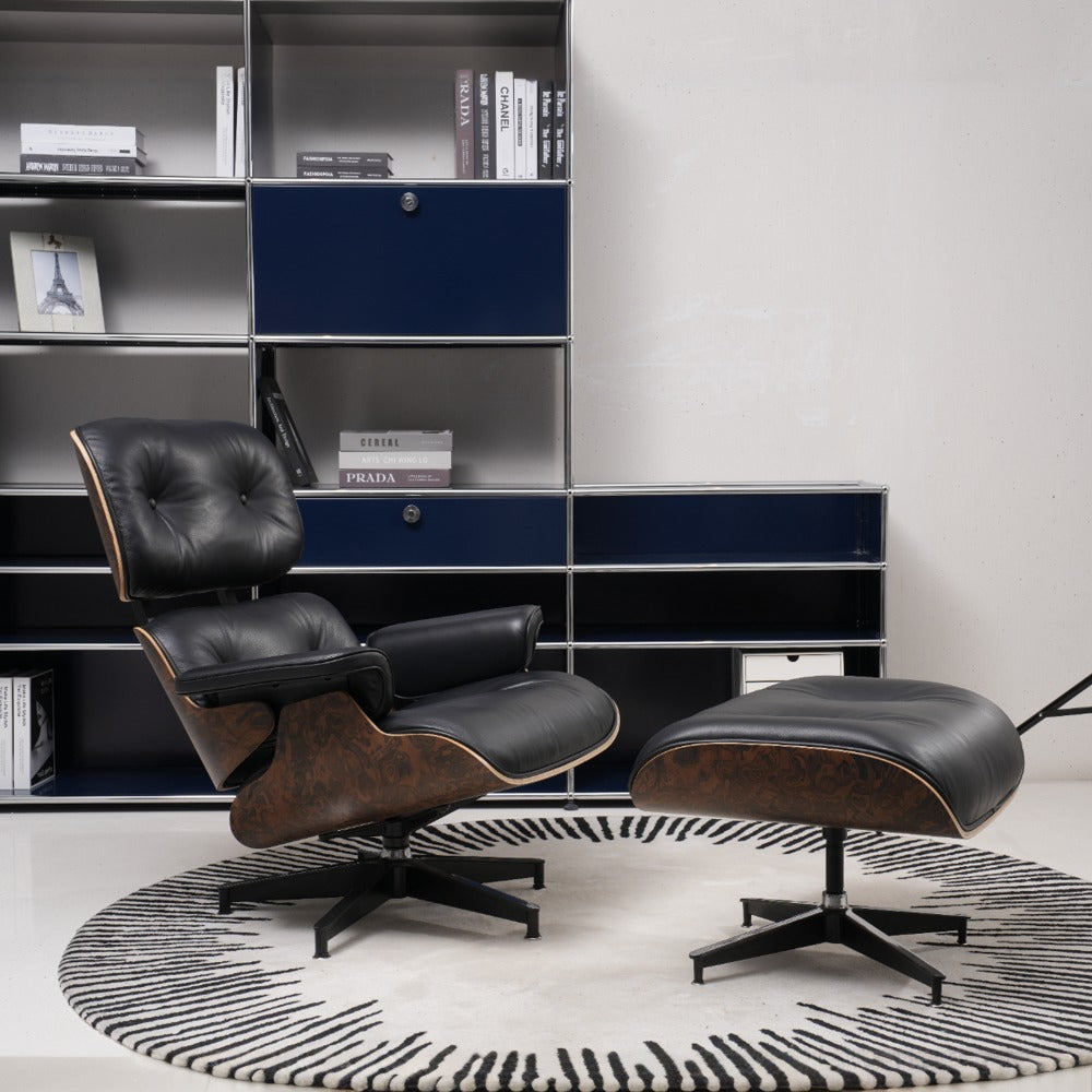 Retro BurlSwirl Lounge Chair – Custom Eames-Inspired A+ Premium Edition