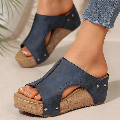 High Heel Sandals with Platform Wedges for Summer Peep Toe Slides