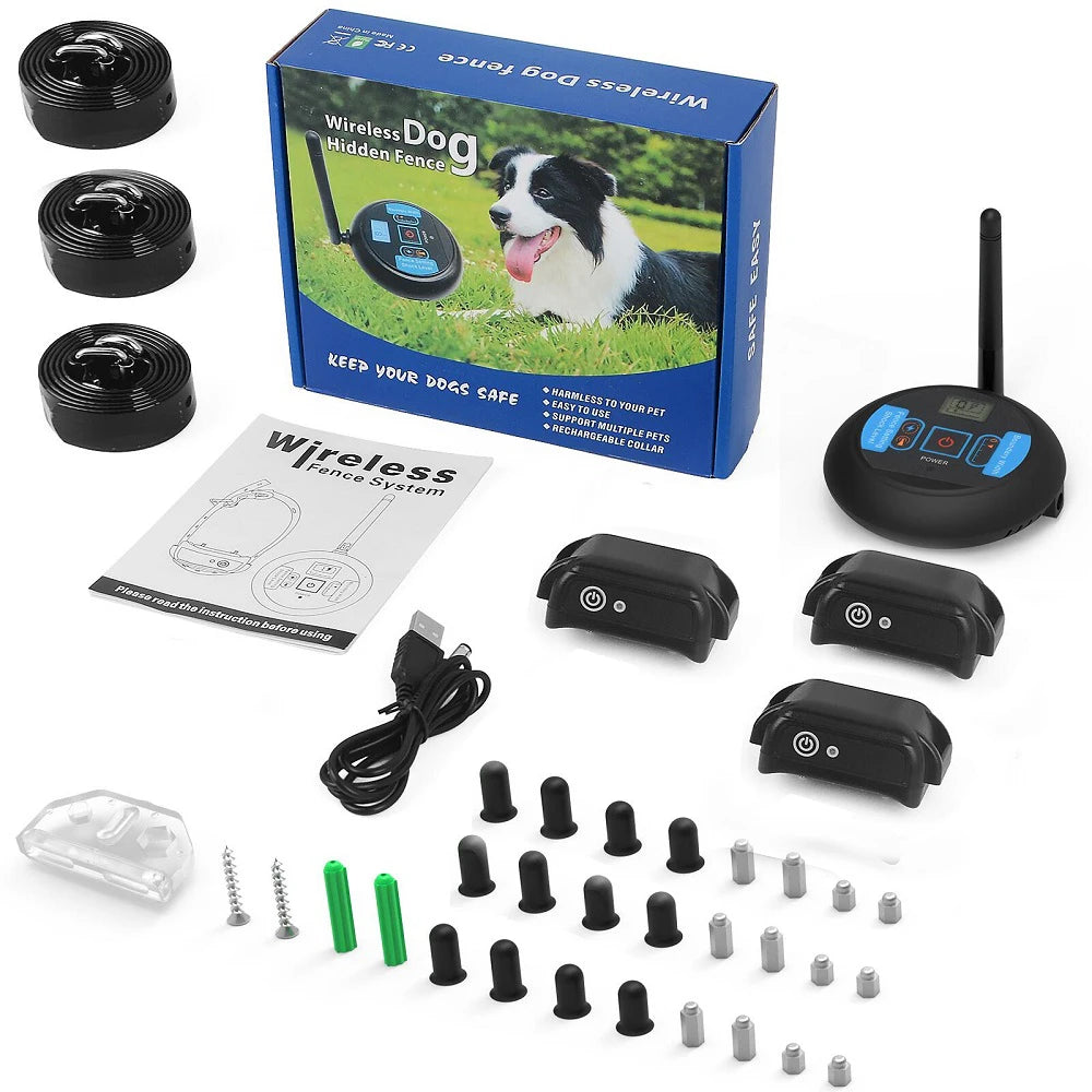 Rechargeable Wireless Electric Dog Fence with 200m Range, Waterproof Beep and Shock Training Modes, Transmitter and Collar Combo