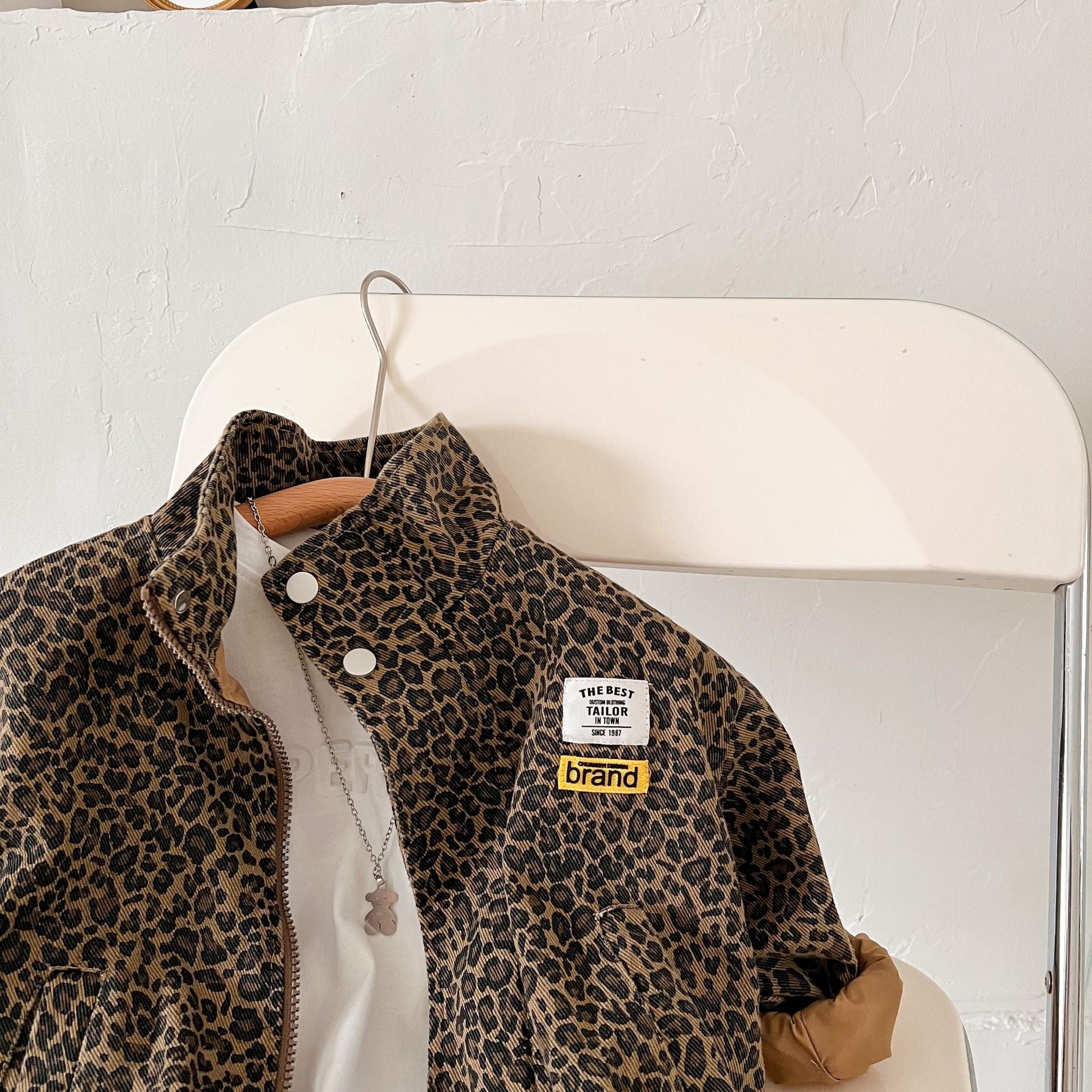 Leopard Print Coat - Girls, Brown, Cotton, Size 1-8 Years