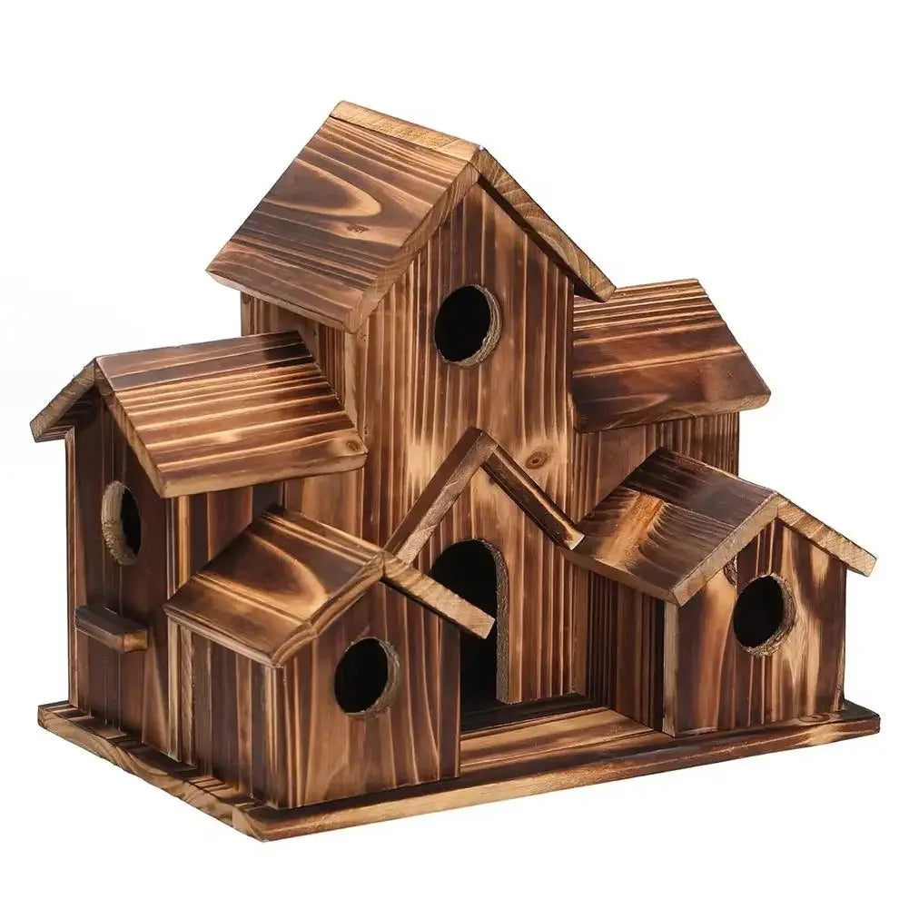 Wooden Birdhouse with 5 Compartments – Outdoor Shelter for Birds