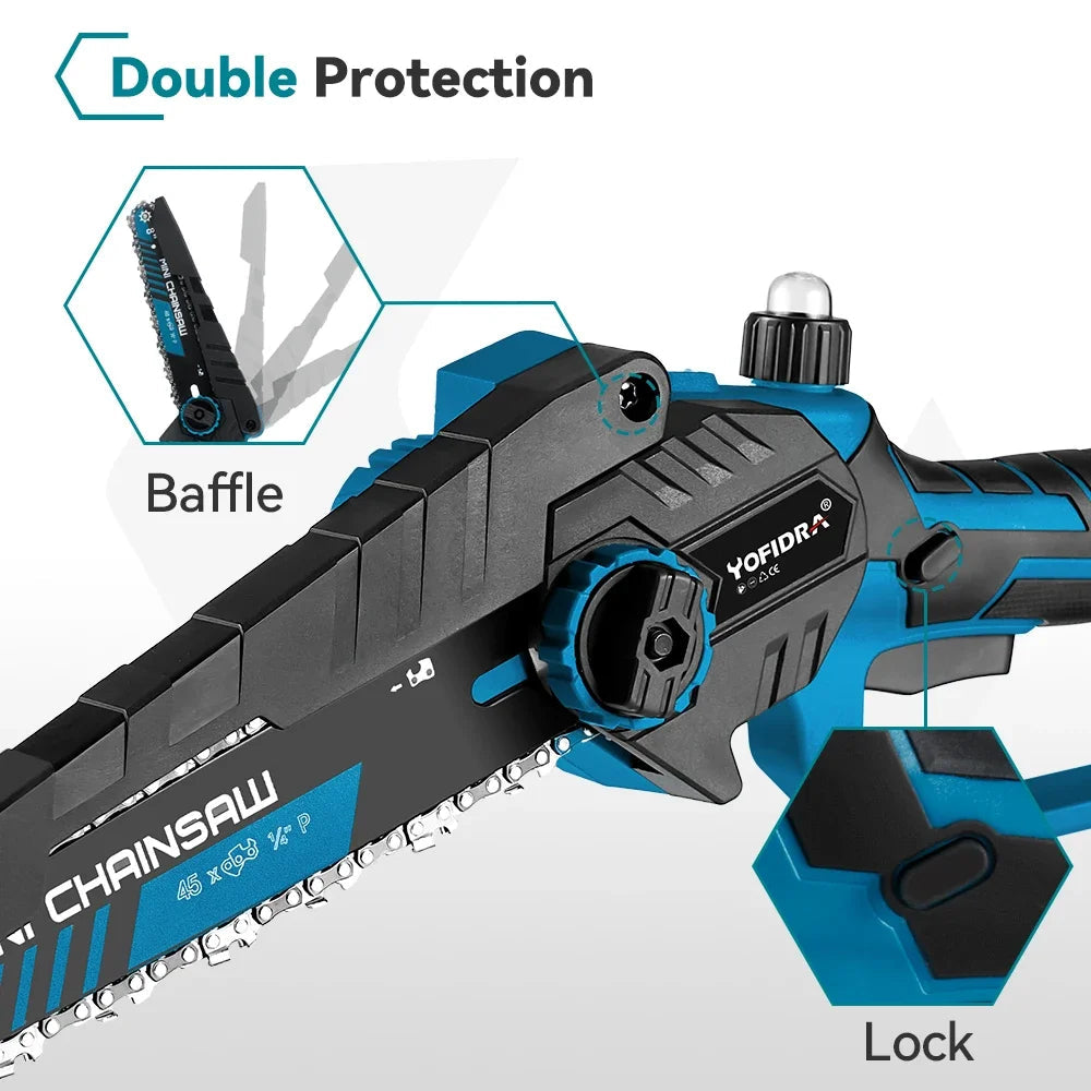 Cordless Mini Chainsaw 8" – Brushless Motor, Compatible with Makita 18V