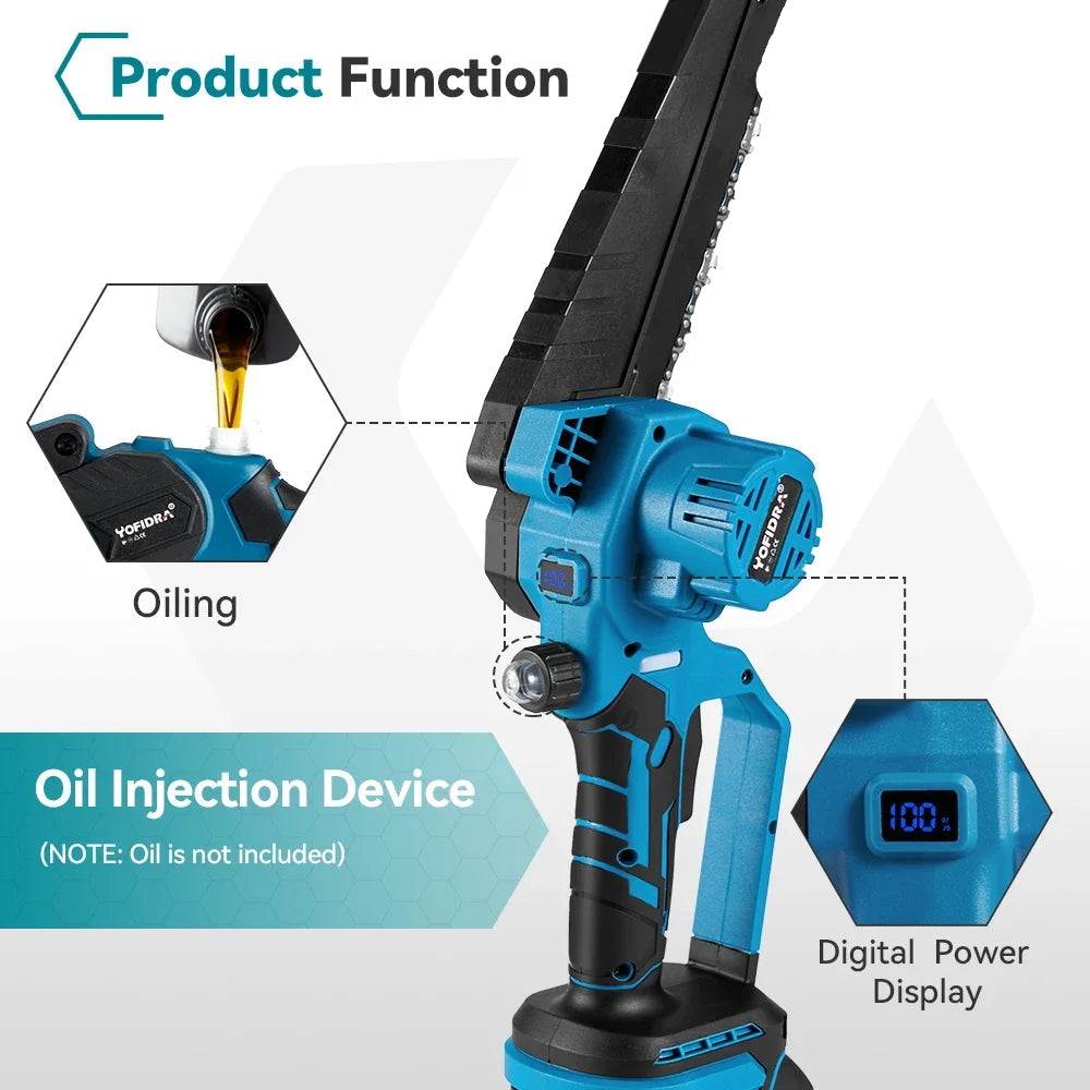 Cordless Mini Chainsaw 8" – Brushless Motor, Compatible with Makita 18V