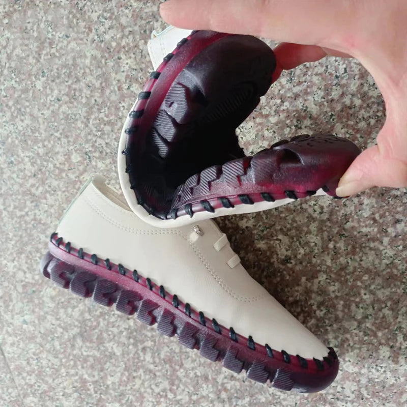 Women's Flat Leather Lace-Up Loafers