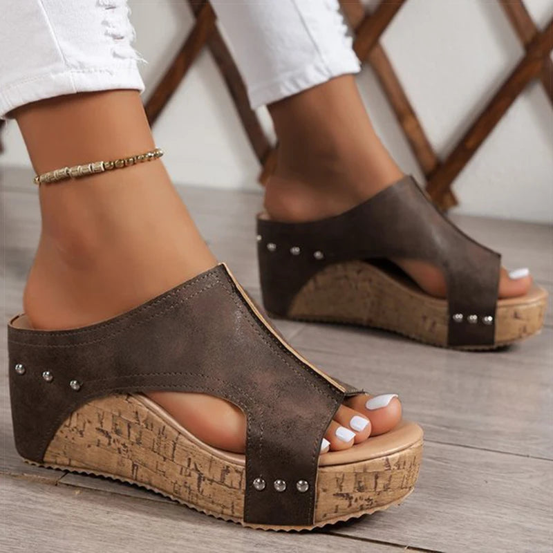 High Heel Sandals with Platform Wedges for Summer Peep Toe Slides
