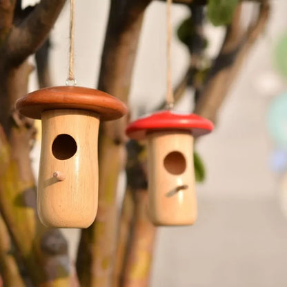 Natural Wood Hummingbird Nest – Outdoor Shelter and Feeder