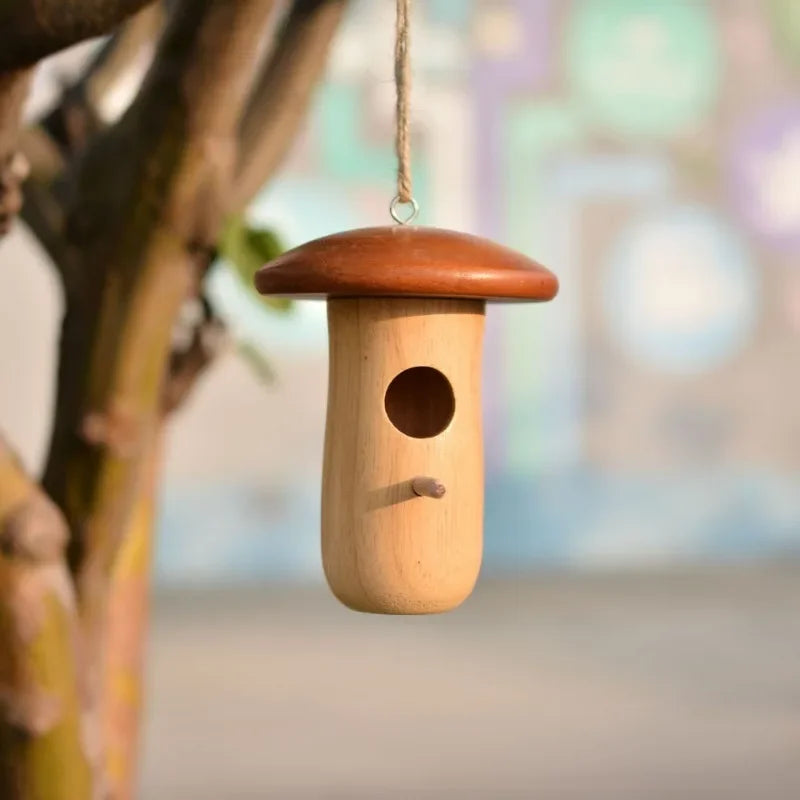 Natural Wood Hummingbird Nest – Outdoor Shelter and Feeder