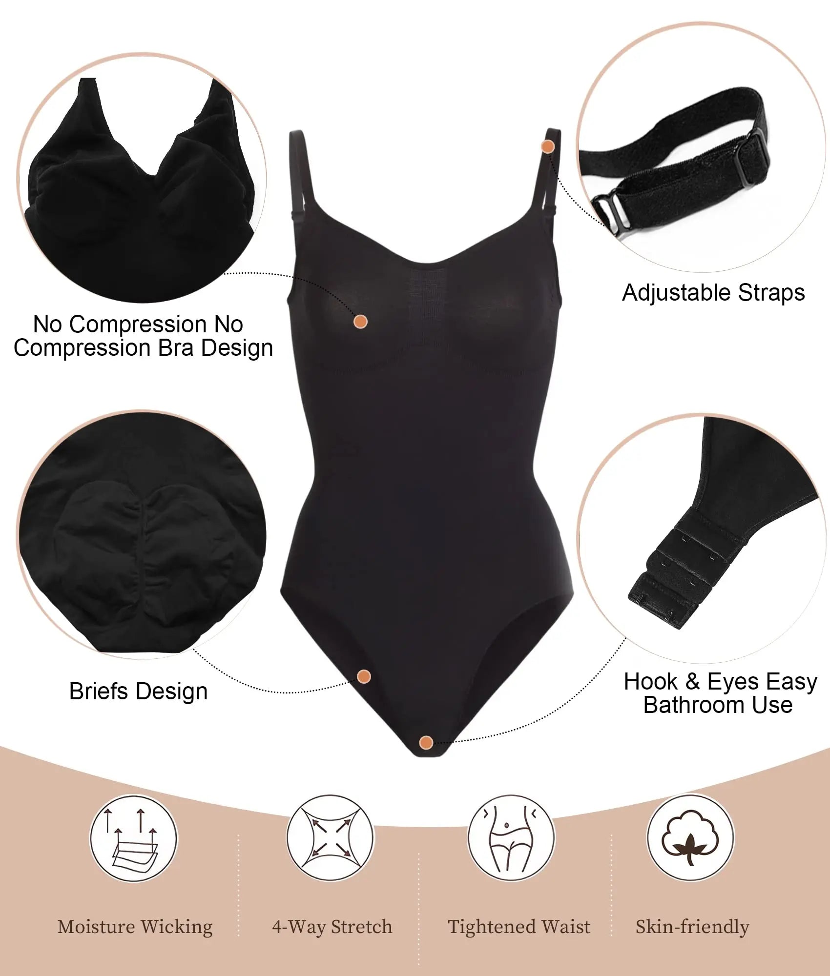 Bodysuit for Women Tummy Control Shapewear Seamless Sculpting Briefs Body Shaper