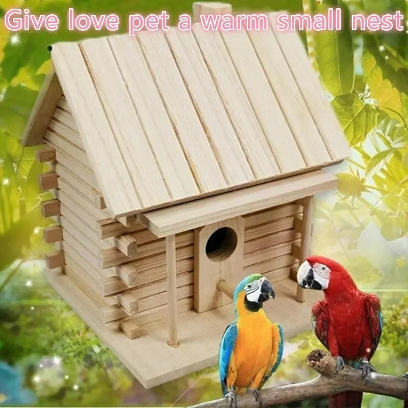 Natural Wooden Birdhouse – Ideal for Birds and Outdoor Decoration