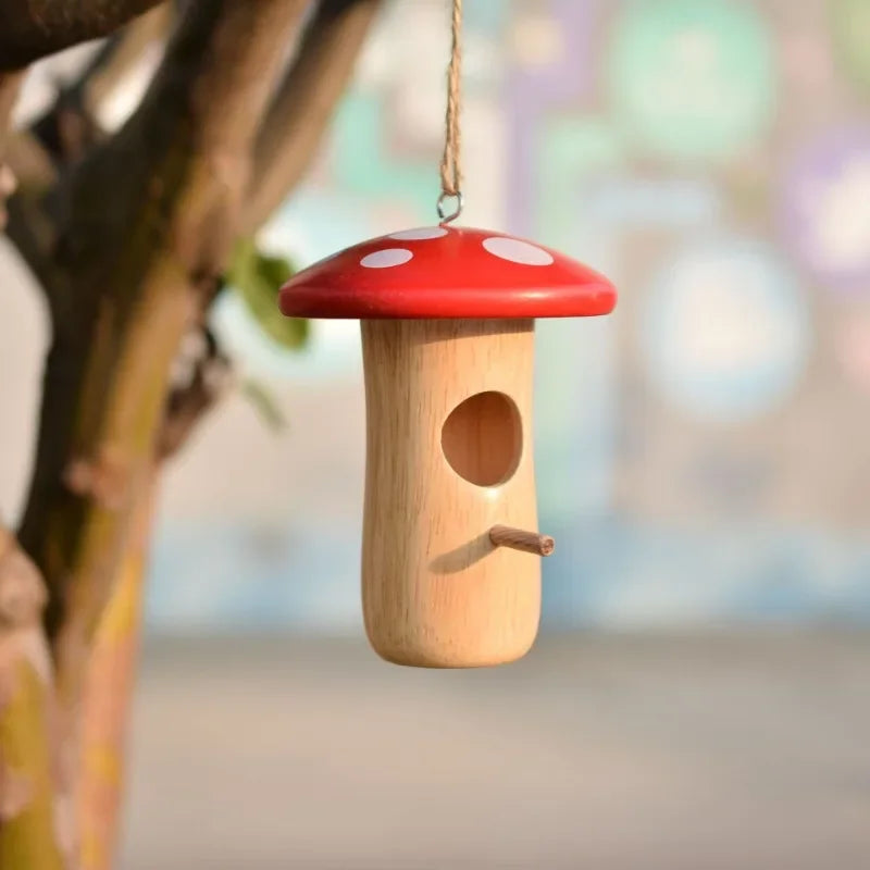Natural Wood Hummingbird Nest – Outdoor Shelter and Feeder