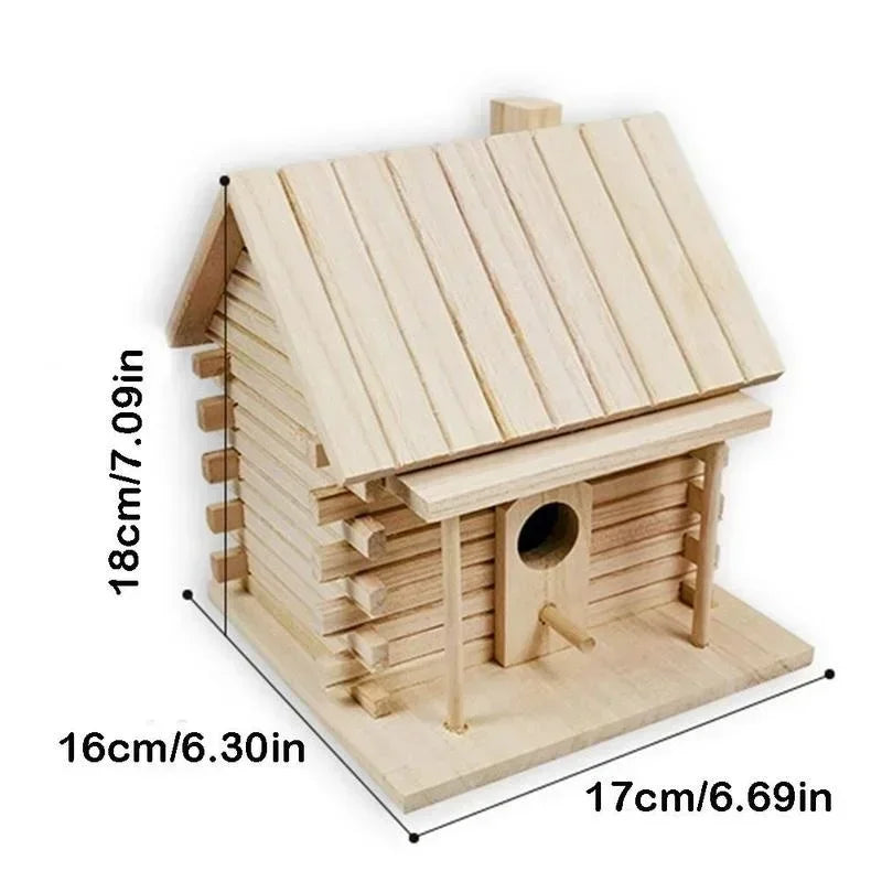 Natural Wooden Birdhouse – Ideal for Birds and Outdoor Decoration