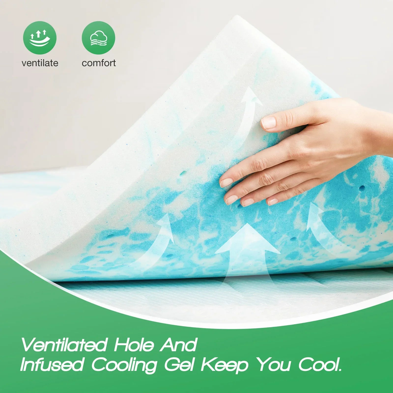 Cooling Gel Memory Foam Mattress Topper for Full Bed – 2-3 Inch Soft Support, Best for Back Pain Relief