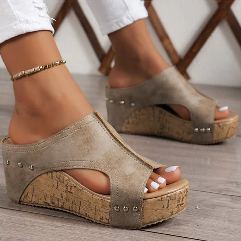 High Heel Sandals with Platform Wedges for Summer Peep Toe Slides