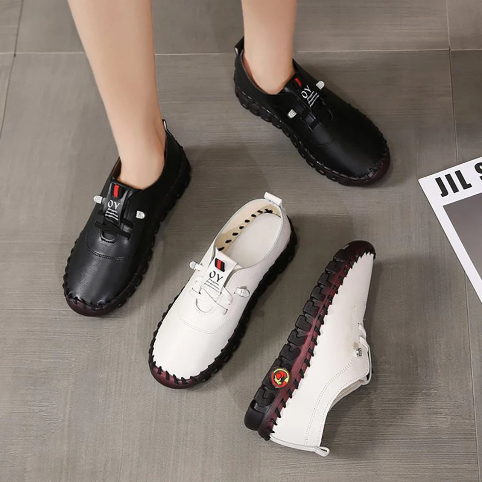 Women's Flat Leather Lace-Up Loafers