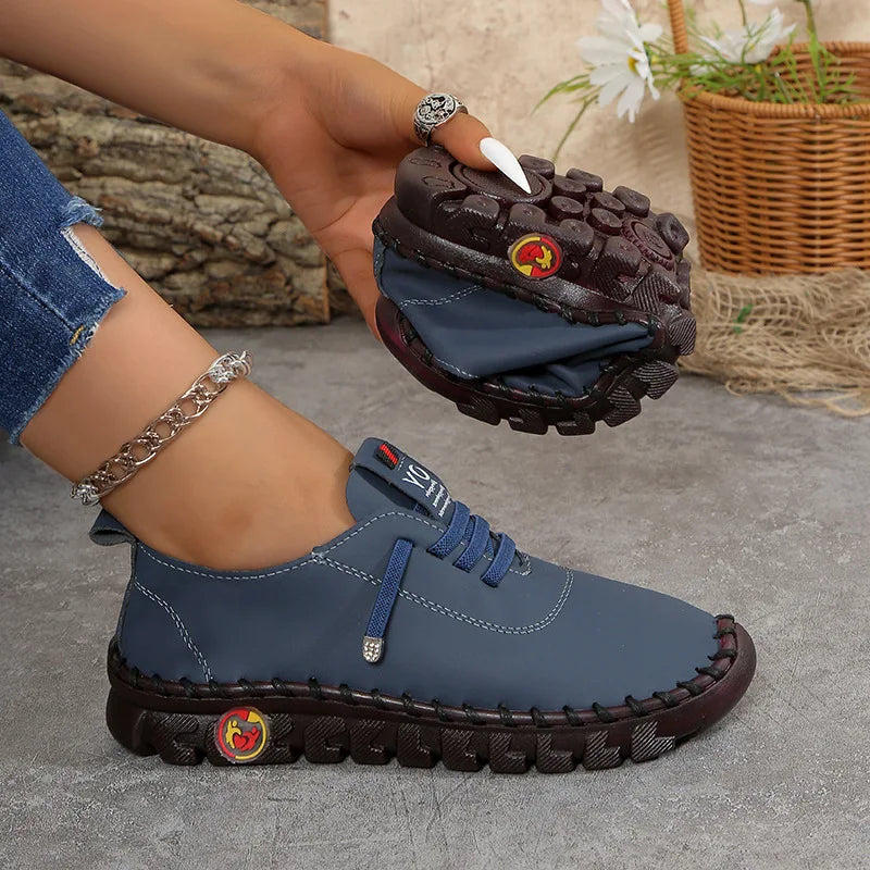 Women's Flat Leather Lace-Up Loafers