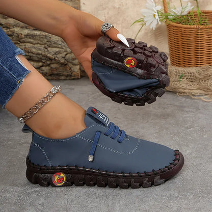 Women's Flat Leather Lace-Up Loafers