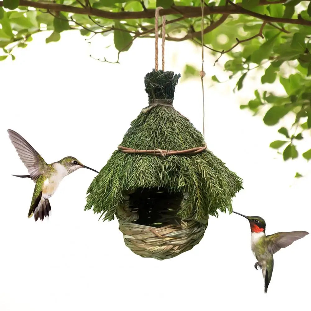 Hanging Birdhouse Made of Woven Grass – Natural Shelter for Hummingbirds