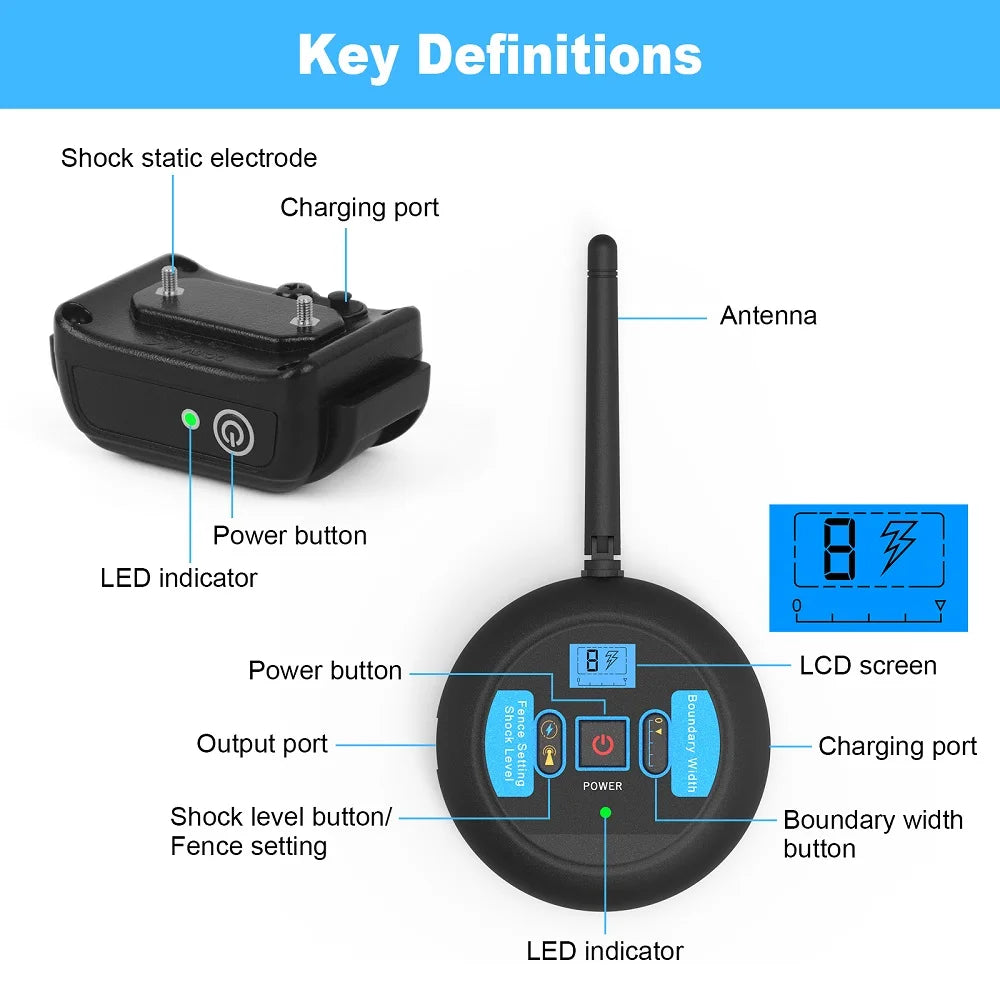 Rechargeable Wireless Electric Dog Fence with 200m Range, Waterproof Beep and Shock Training Modes, Transmitter and Collar Combo
