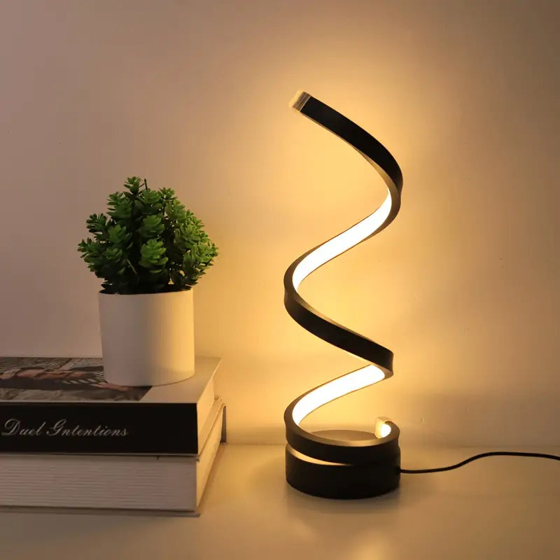 spiral led table lamp, dimmable led lamp, modern table lamp, decorative led lamp, adjustable brightness lamp, minimalist desk lamp, energy saving lighting, spiral light fixture, led lights, table lamps, light fixtures, modern lighting, bedroom lamps, contemporary desk lamps, stylish lighting, home decor lamps, ambient lighting, indoor led lighting, led table lights, elegant lamp design