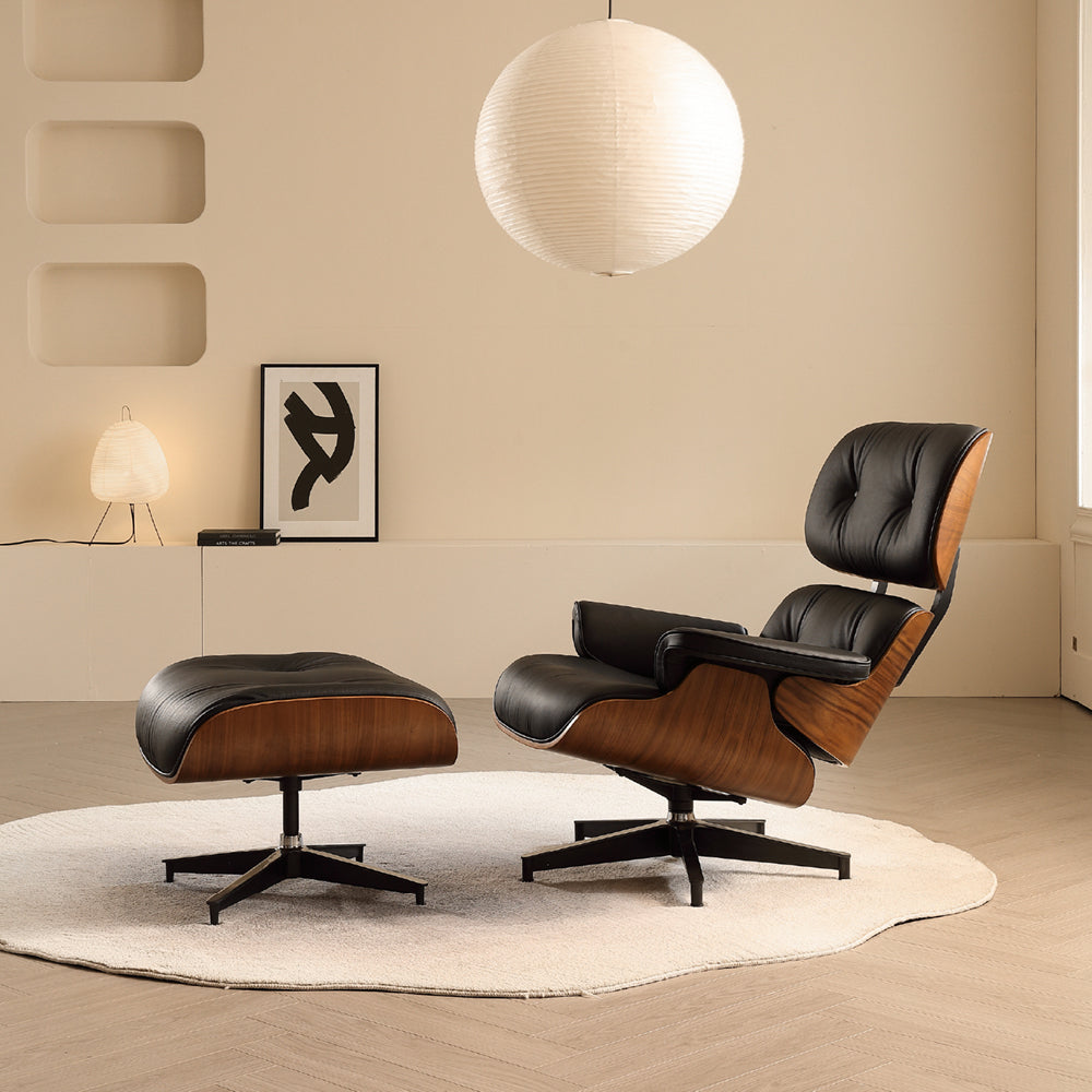 Explore the epitome of relaxation with a Tall Lounge Chair, crafted for the ultimate comfort. This Modern Lounge Chair boasts sleek lines, ideal for contemporary homes. The Leather Lounge Chair offers luxurious seating with elegance. Our Walnut Lounge Chair is a designer's choice for unique charm. Ergonomic Lounge Chair provides superior back support. Eames Inspired Chair reflects timeless style and sophistication. Each chair optimizes living space, style, and comfort.