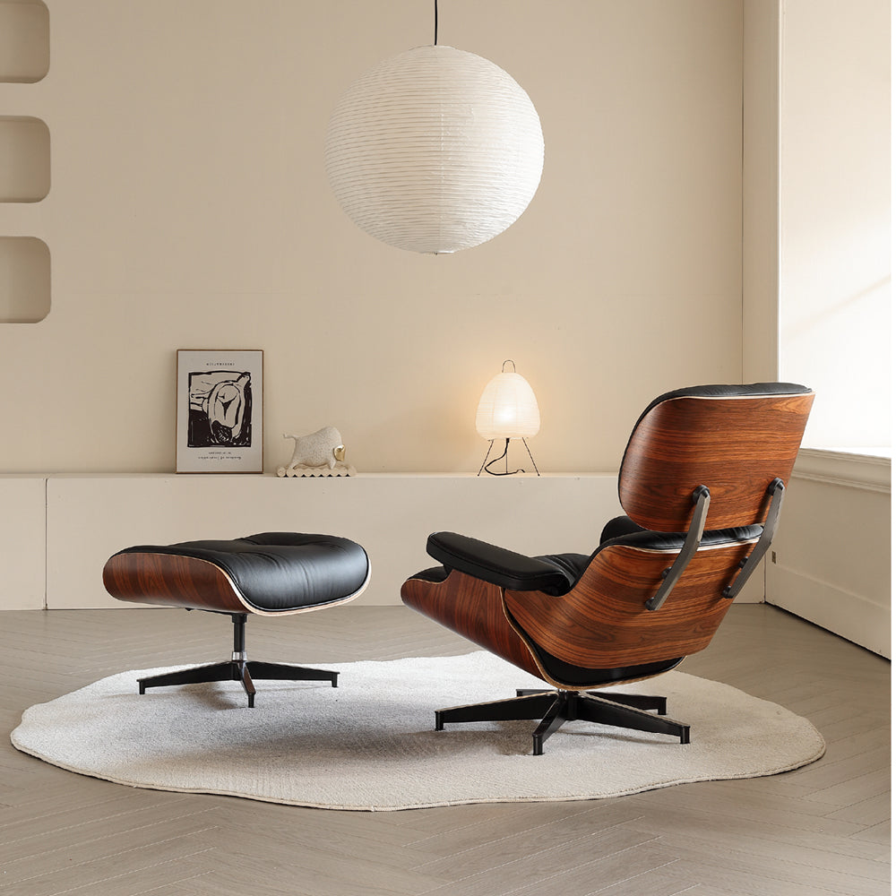 Experience the epitome of luxury seating with our Tall Lounge Chair and Ottoman in a Dark Rosewood Finish. This ergonomic recliner combines the elegance of a rosewood chair with the comfort of a leather chair. Designed as a swivel chair, it transforms into a versatile leather swivel recliner for any space. The leather lounge chair design with ottoman enhances relaxation, making it a prime choice for those seeking a premier leather recliner chair experience.