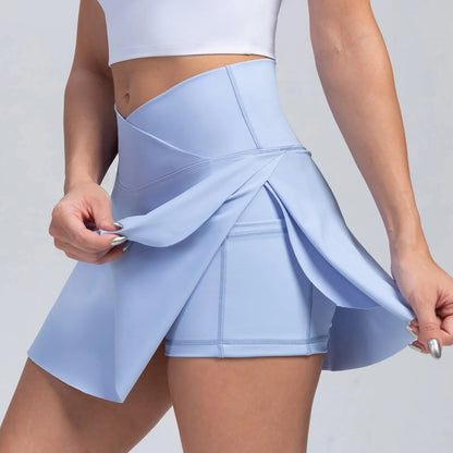 tennis skirt, high waist tennis skirt, tennis skirt with shorts, built in shorts skirt, flared tennis skirt, workout tennis skirt, gym clothes, workout clothes, tennis skirt for women, athletic skirt, tennis apparel, activewear skirt, sports skirt, comfy tennis skirt, fitness clothing, breathable sports skirt, training skirt, women's sport skirt, stylish tennis outfit, flexible tennis skirt