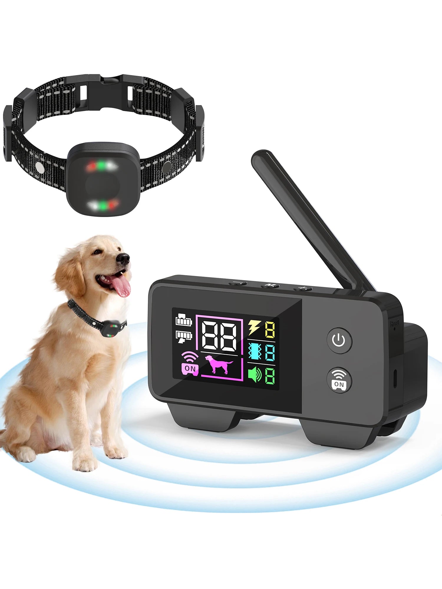 Set new boundaries with this wireless dog fence and electric dog fence combo. Enhance your pet's safety using a dog training collar for effective results. This rechargeable dog collar is designed for longevity and convenience. Enjoy the benefits of a waterproof dog collar, ideal for any weather conditions. With the invisible fence for dogs, your pet's freedom and safety are prioritized. Ensure peace of mind with this all-in-one pet containment system that includes an adjustable shock collar.