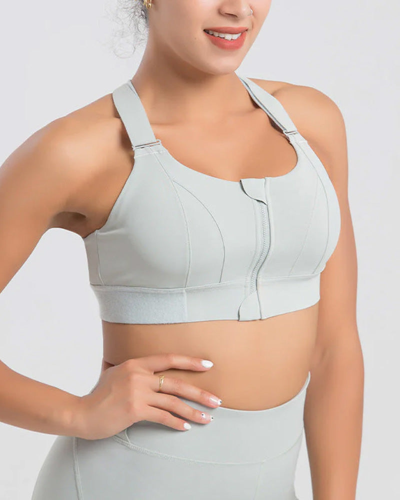 Plus Size Zip-Front High Impact Sports Bra