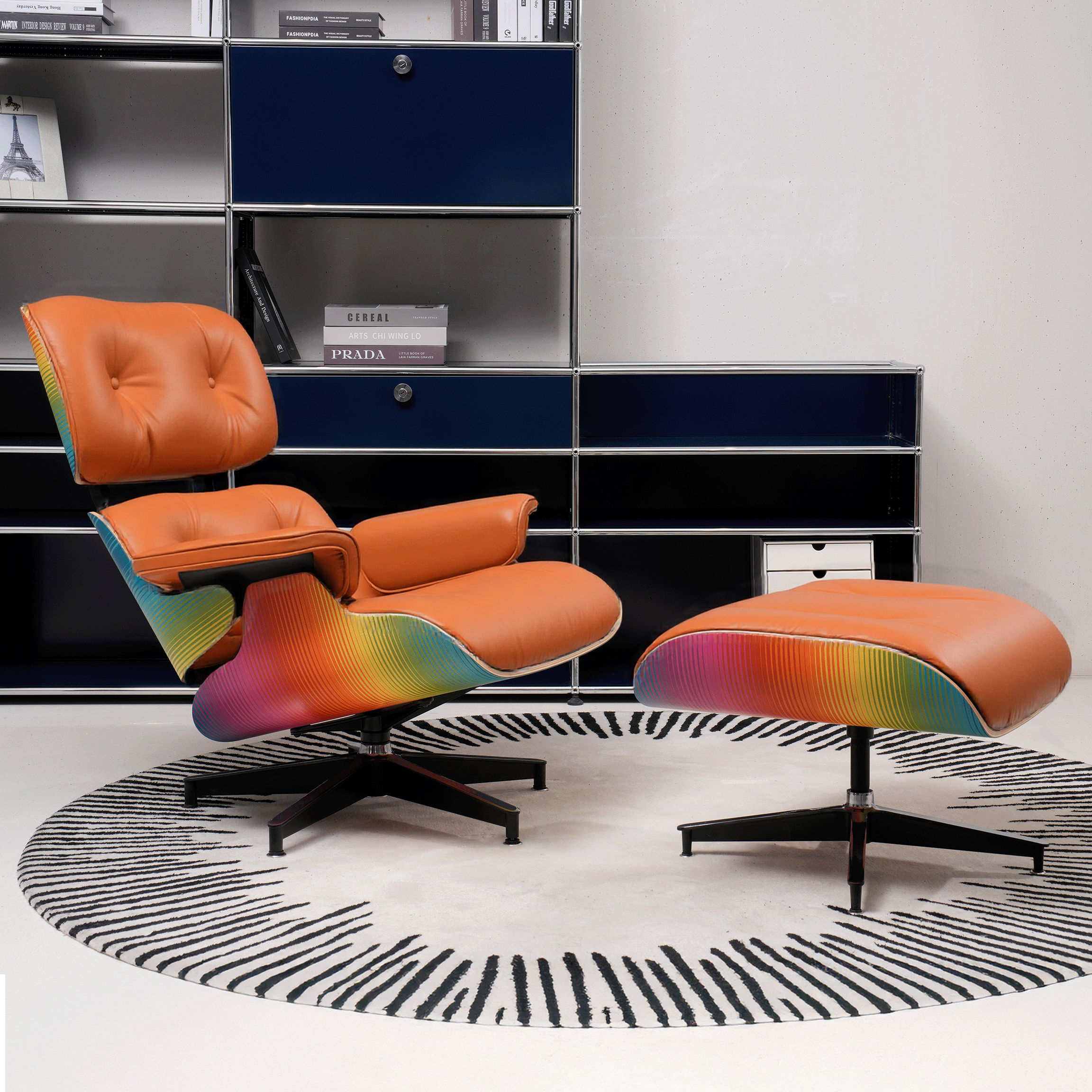 Retro Lounge Chair – Premium Edition (Hermès Orange Leather)